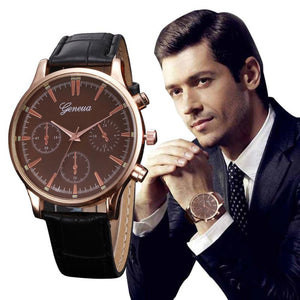 Men's Leather Quartz Watch