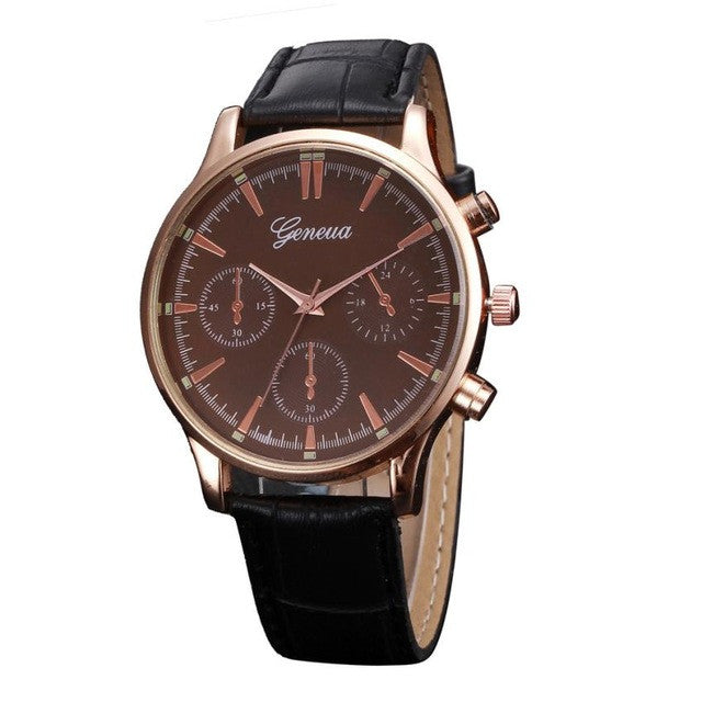 Men's Leather Quartz Watch