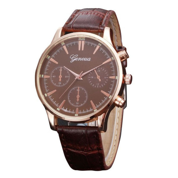 Men's Leather Quartz Watch
